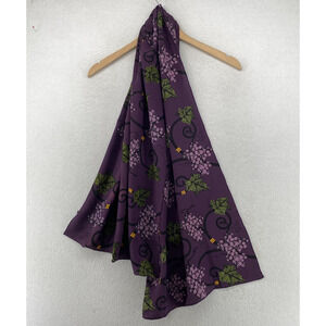 ZAZOU LUXE Scarf Womens Silk Grape Hand Rolled Rectangle Purple 21" x 64" VTG